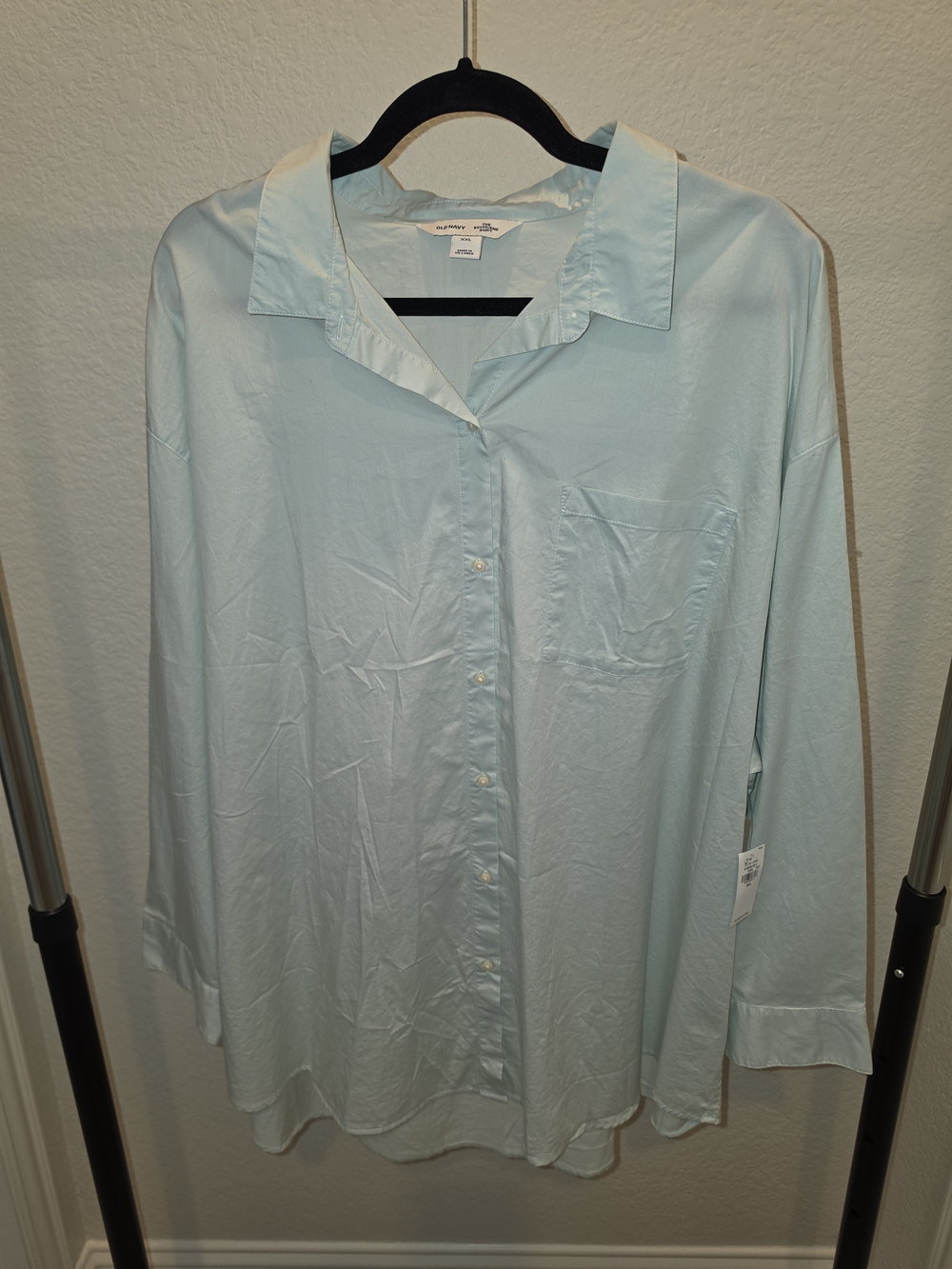 Old Navy Pale Blue/Sage Women's Casual Button-Down Shirt